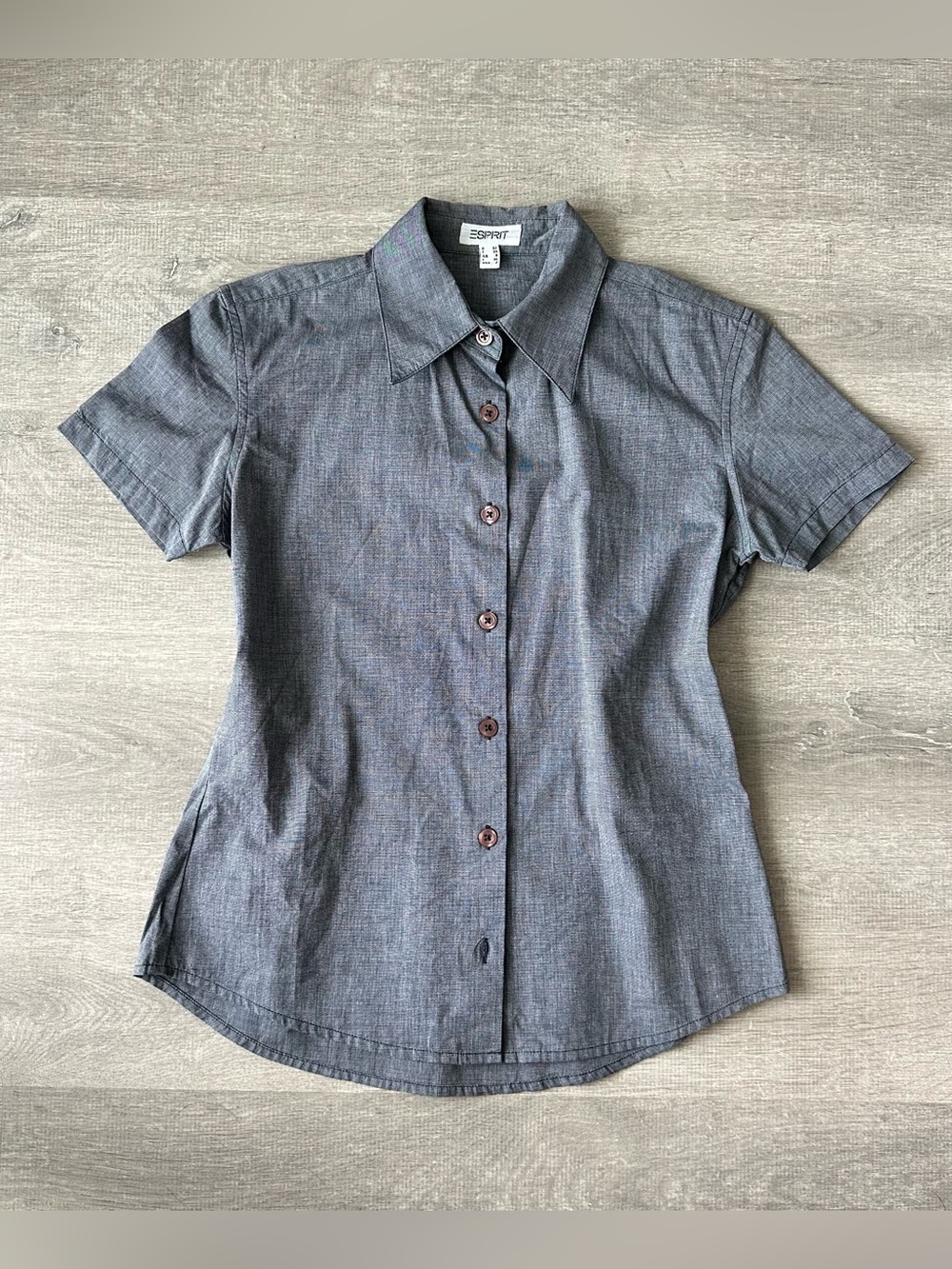 Esprit Short Sleeve Button Front Shirt Grey